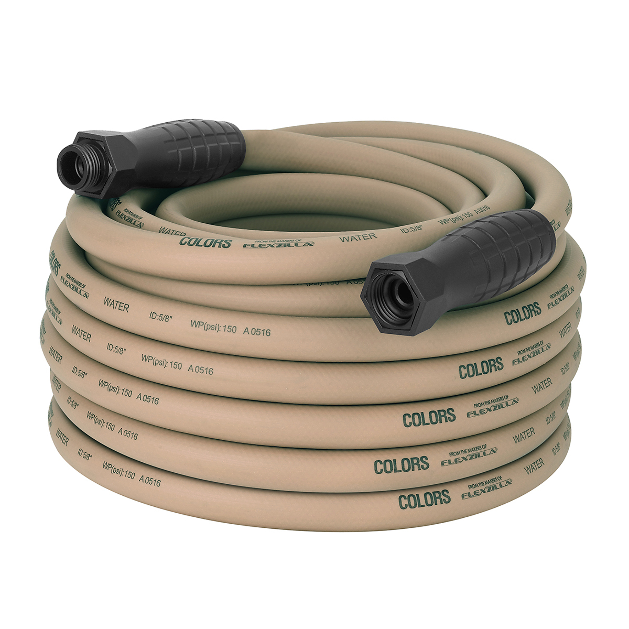 Legacy Flexzilla Colors Garden Hose, 5/8in. x 75ft., 150 PSI Max, SwivelGrip, Brown Mulch, Model# HFZC575BRS-E